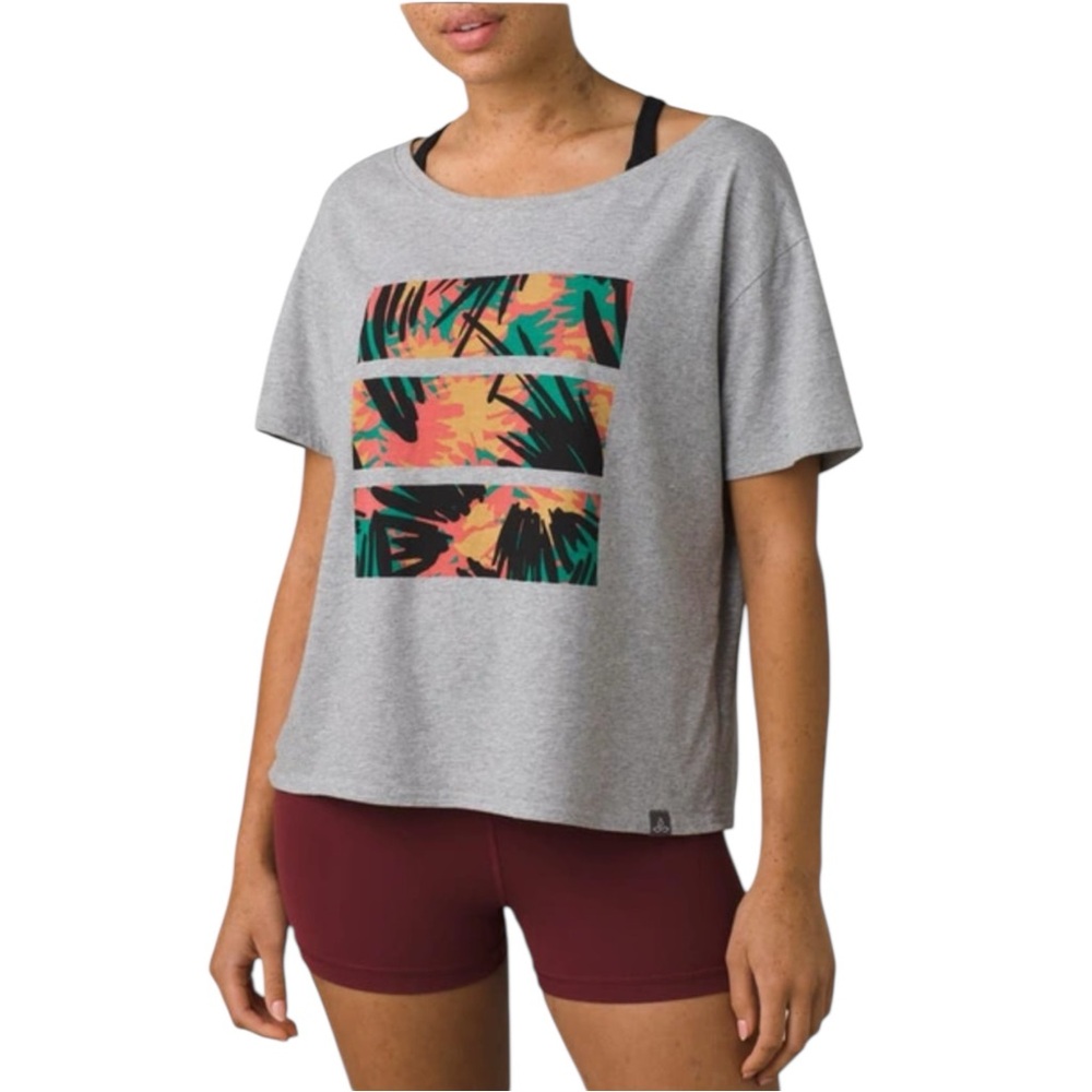 NWT Prana Women’s Organic Cotton Graphic Tee Jungle‎ Print Sustainable Athletic
